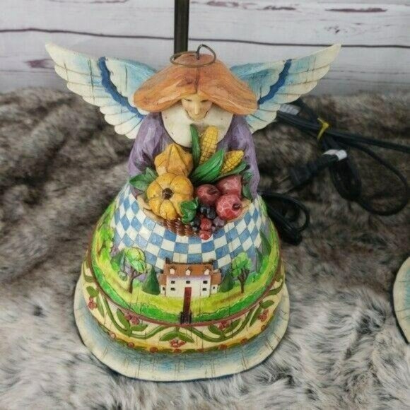 Jim Shore Harvest Angel Lamp Heartwood Set 2‎ Piece No SHADE - Picture 5 of 8